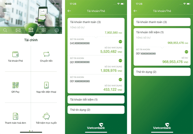 Truy vấn biến động số dư tài khoản Vietcombank qua Mobile Banking