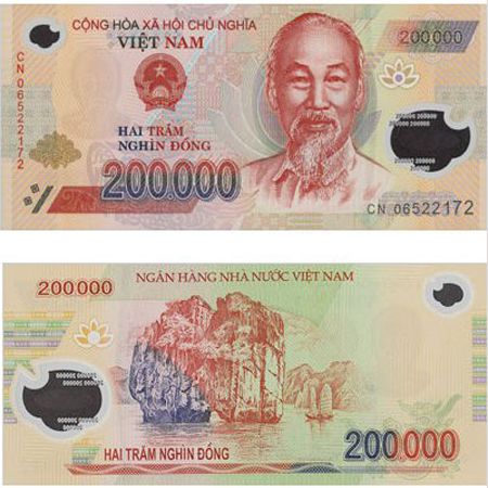 tờ tiền mệnh giá 200 nghìn Việt Nam đồng