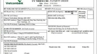 hướng dẫn điền mẫu ủy nhiệm chi Vietcombank