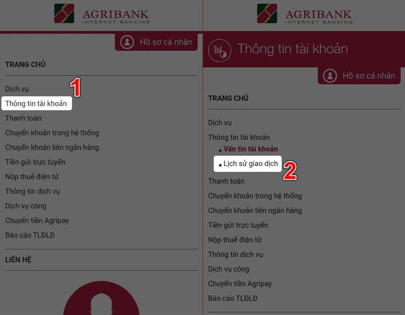 kiem tra giao dich Agribank bang Internet Banking 2