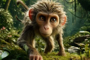 dallc2b7e 2024 04 03 23 15 14 create a hyper realistic image of a monkey in its natural habitat capturing the essence of its playful and intelligent nature the monkey with its e